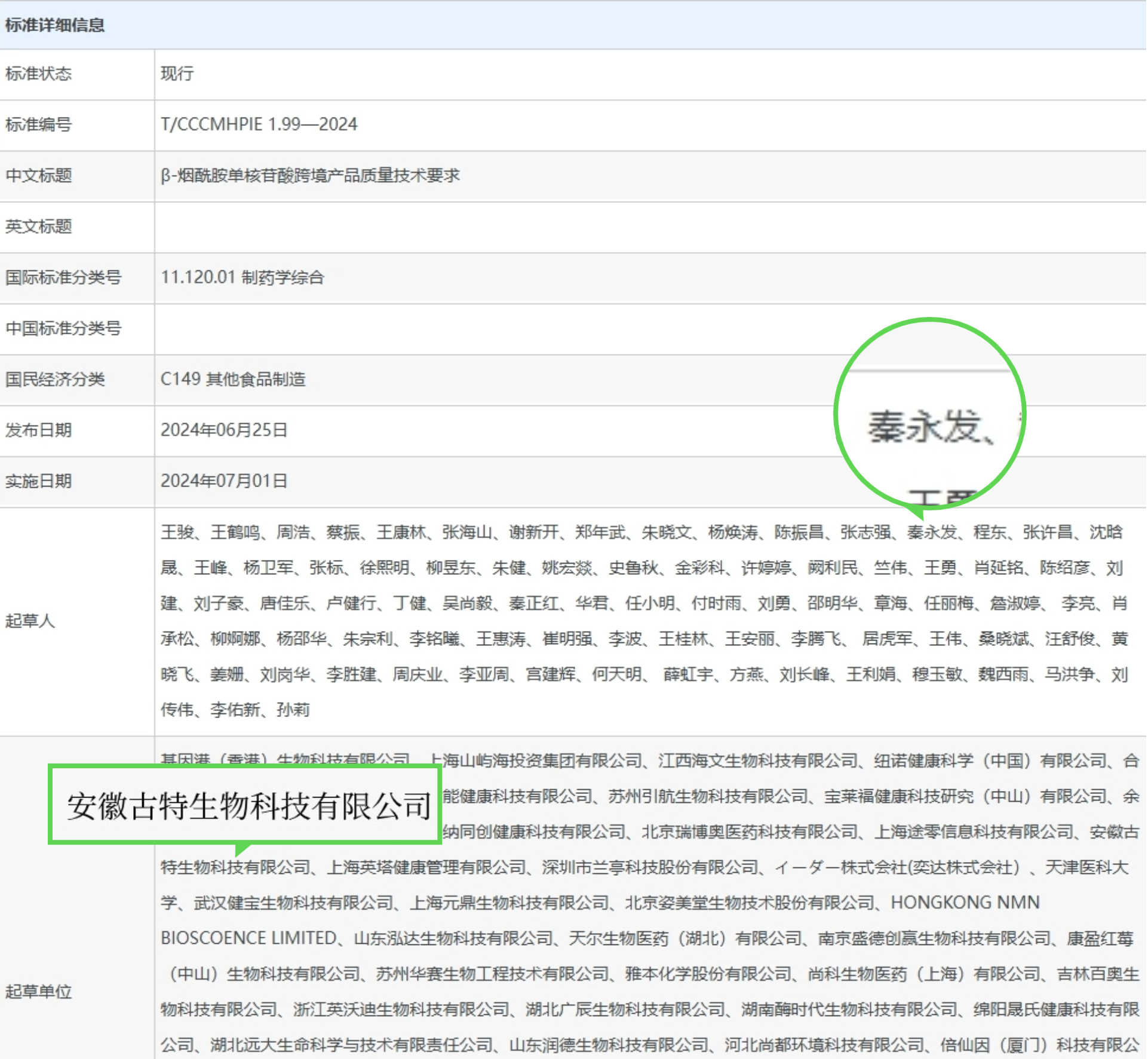 古特生物 標(biāo)準(zhǔn)詳細(xì)信息安徽古特生物科技有限公司在其列中